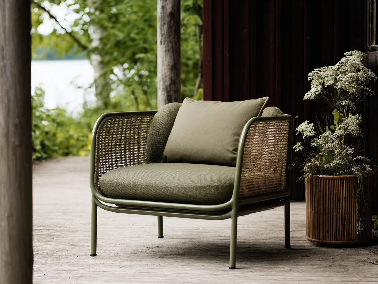 Outdoor-Freizeitstuhl 78×76×74 cm - Oliv - Loungesessel mit Geflechtseiten-Parointerior