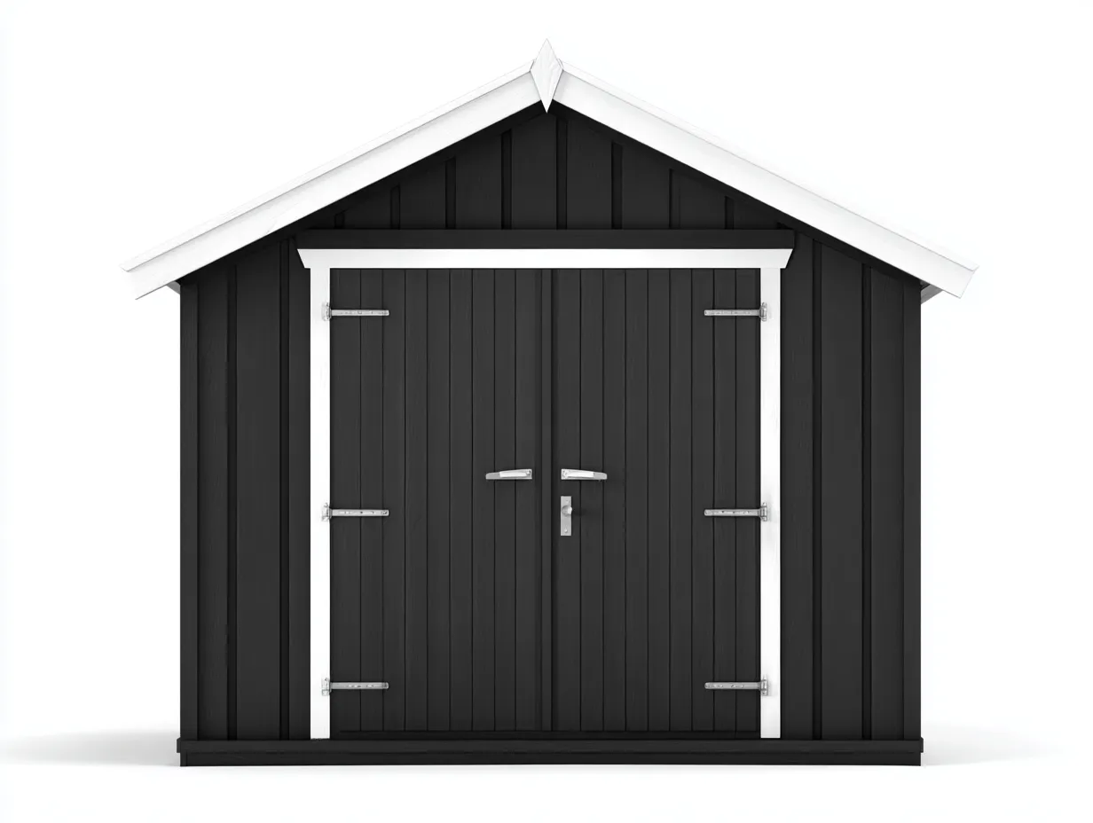 Gartenhäuschen aus Holz 240×180×220 cm - Schwarz/Weiß - mit Doppeltür für den Außenbereich-Parointerior