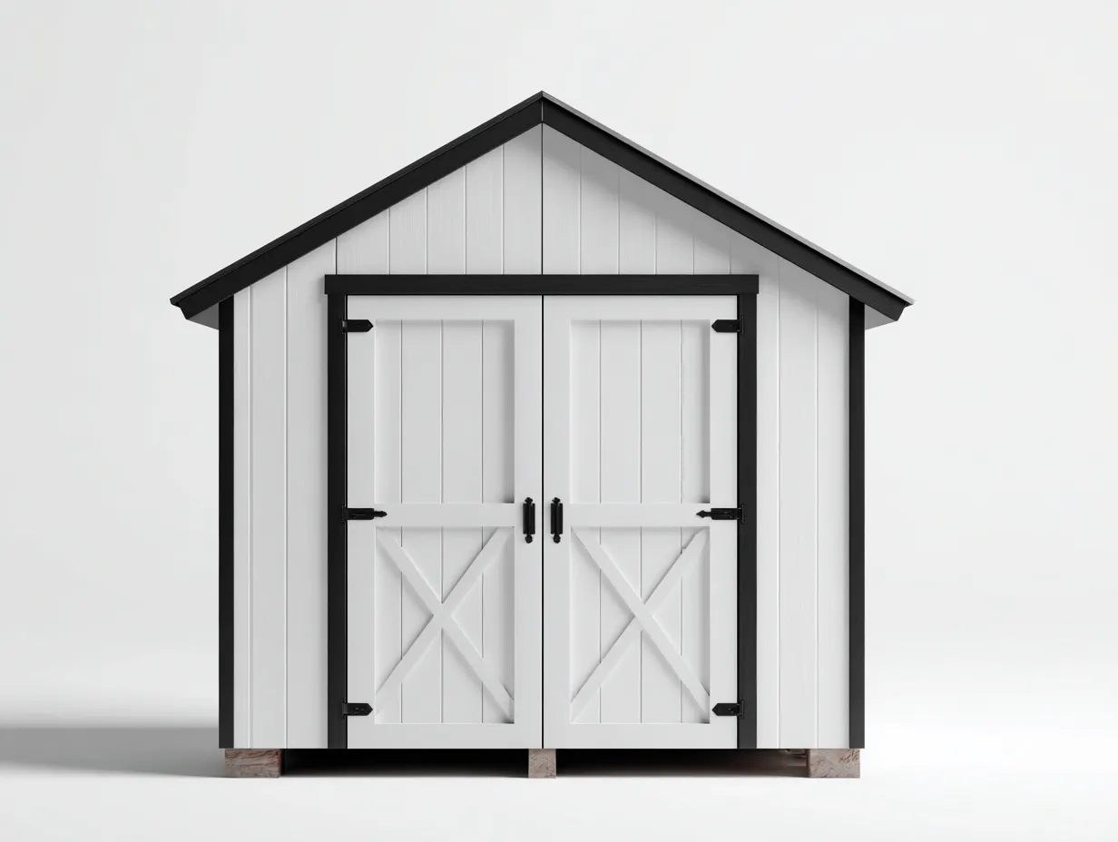 Gartenhäuschen 210×160×220 cm - Holz - weiß/schwarz - für den Außenbereich - Doppeltür und Satteldach-Parointerior