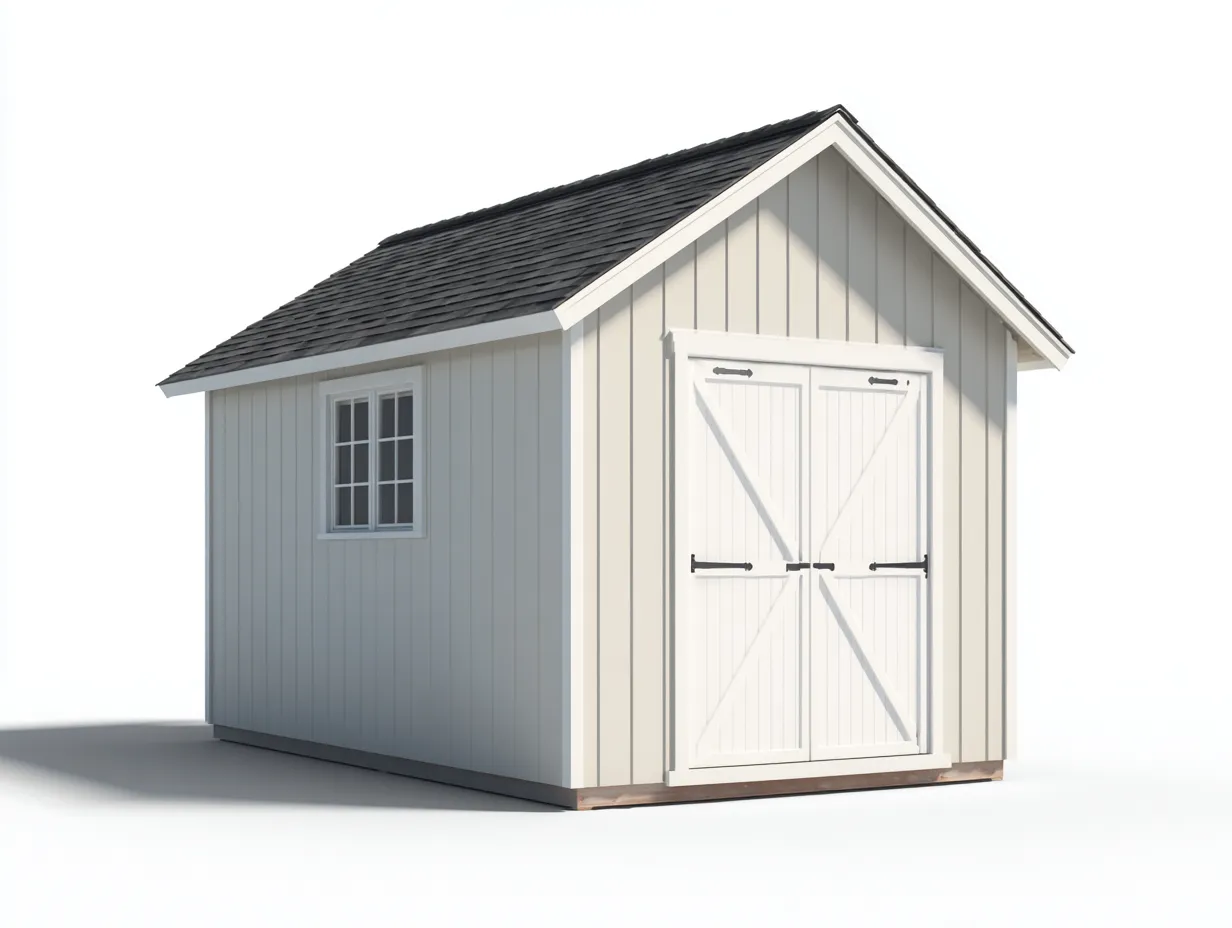 Gartenhäuschen 240×200×260 cm - Holz/Weiß/Schwarz - Gerätehaus mit Satteldach und Doppeltür-Parointerior