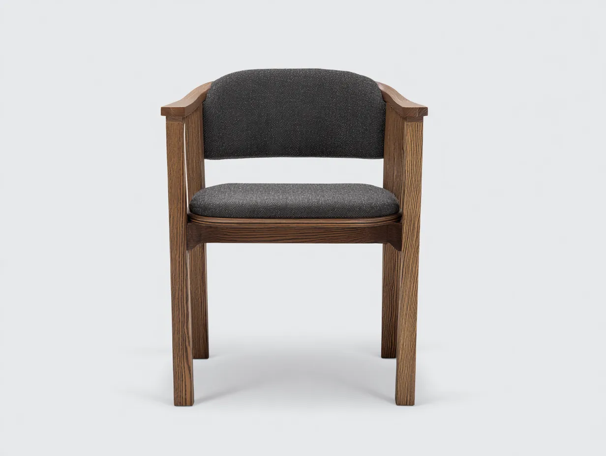 Outdoor-Freizeitstuhl 62×60×82 cm - Eichenholz/Dunkelgrau - kompakter Polsterstuhl mit geschwungenen Armlehnen-Parointerior
