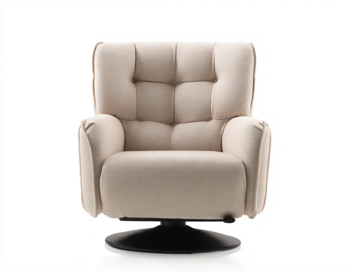 Drehsessel 92×88×101 cm - Stoff - Beige/Schwarz - Gepolsterter Relaxsessel mit Tellerfuß fürs Wohnzimmer-Parointerior