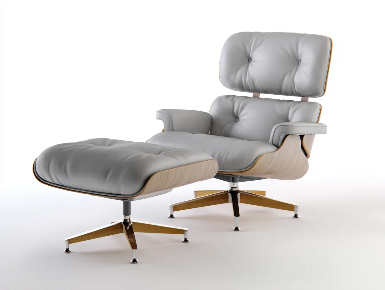 Sessel 88×92×104 cm - Polsterung Holz und Metall - hellgrau/holz - für das Wohnzimmer - Relaxsessel mit Fußhocker-Parointerior