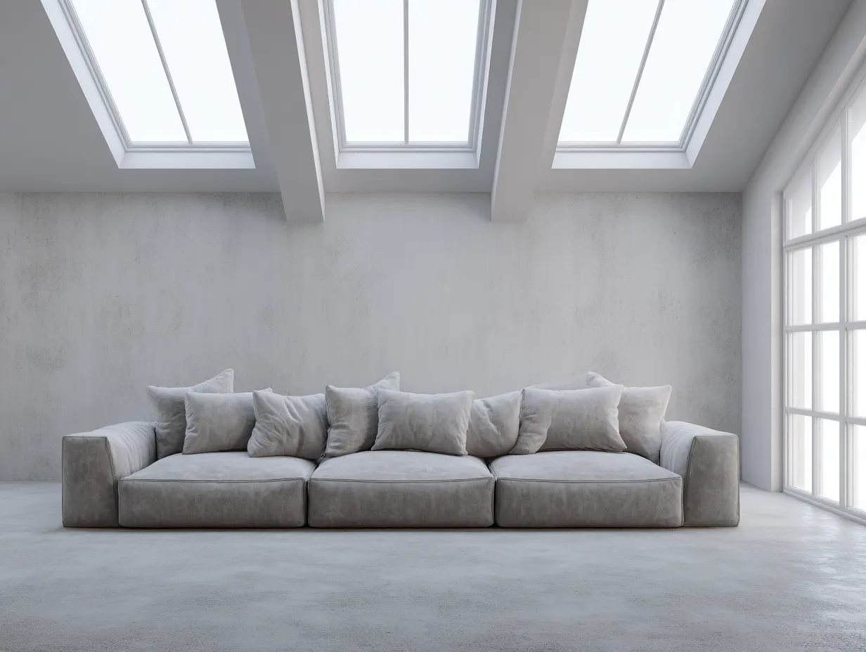 Wohnzimmer-Sofa 286×108×74 cm - Stoff - Hellgrau - großzügiges Loungesofa mit tiefer Polsterfläche-Savaiabode