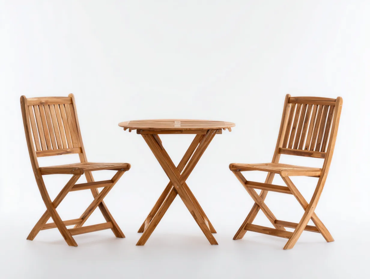 Gartentisch- und Stuhlset 175×70×88 cm - Holz - Natur - klappbare Sitzgruppe für Balkon und Terrasse-Savaiabode