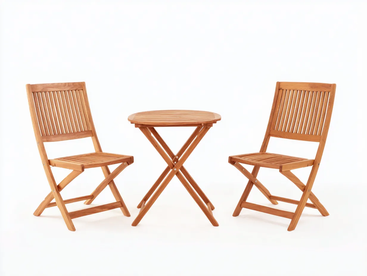 Teakholz-Gartentisch- und Stuhlset 175×150×88 cm - Natur - Klappbare Bistrogruppe für Im Freien-Savaiabode