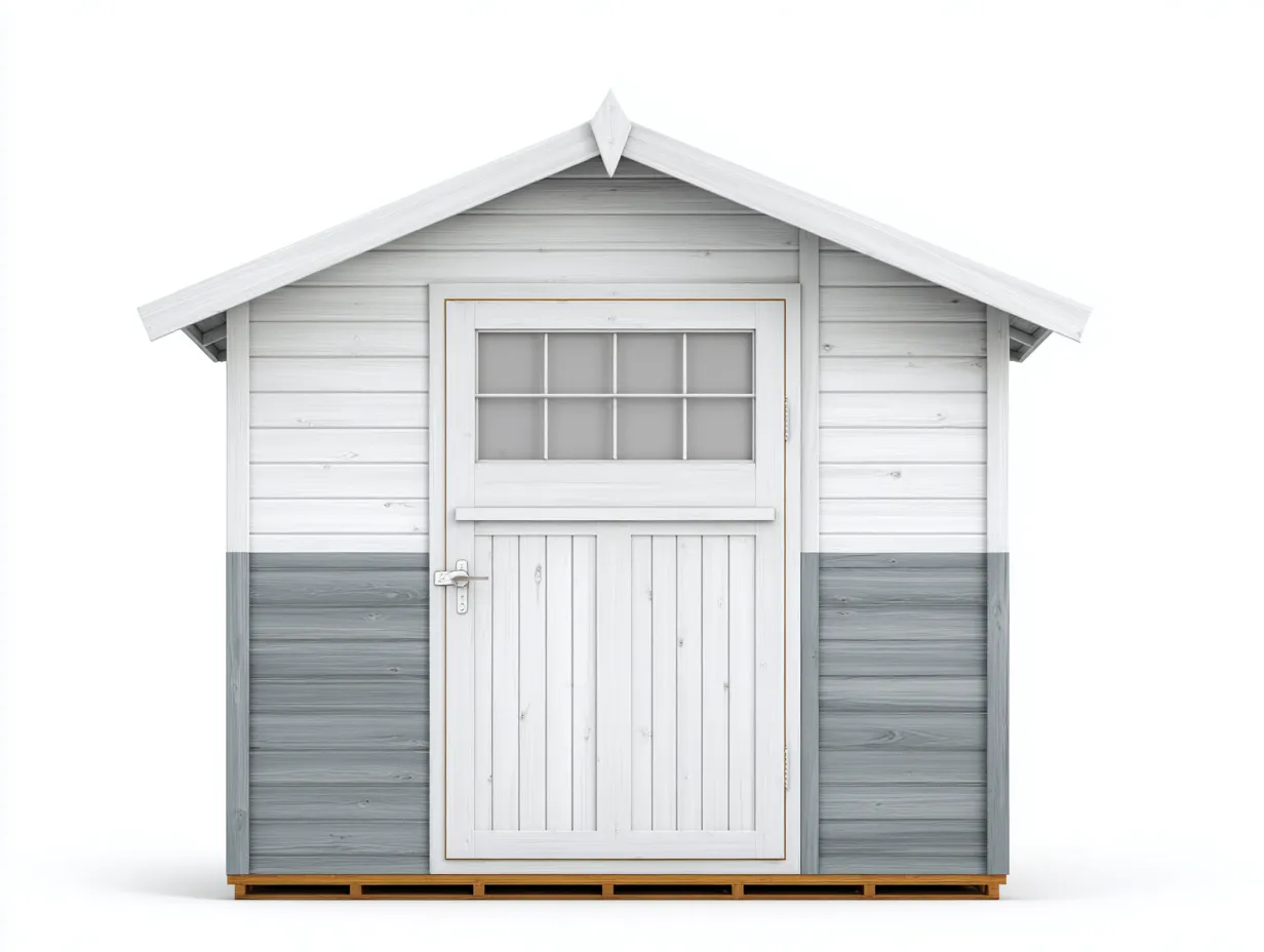 Gartenhäuschen 190×160×225 cm - Holz - Weiß/Grau - kompaktes Gerätehaus mit Einzeltür und Fensterfeld-Savaiabode