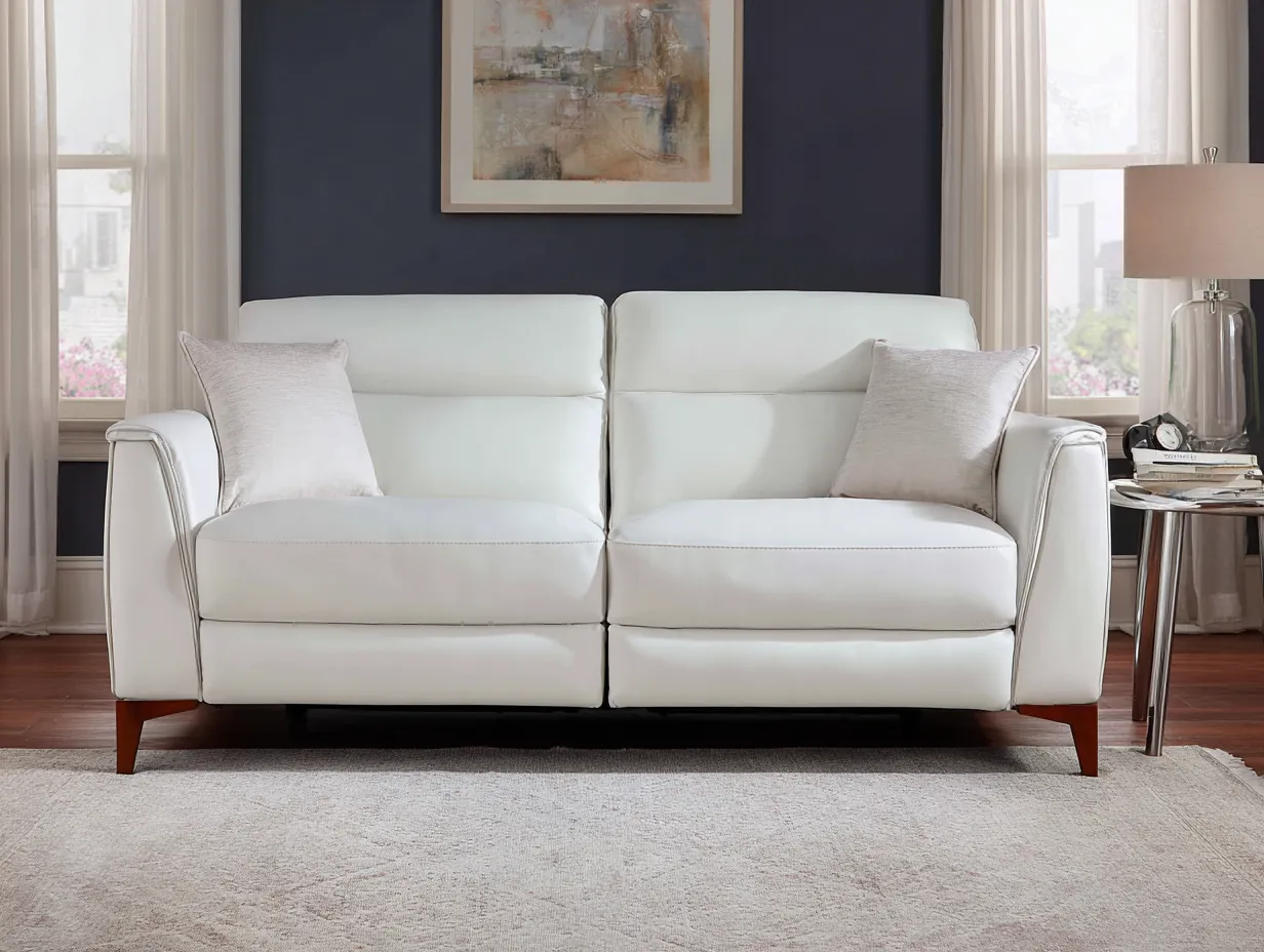 Sofa 180×94×98 cm - Kunstleder - weiß - für das Wohnzimmer - 2-Sitzer mit Relaxfunktion und kompakter Komfortpolsterung-Savaiabode