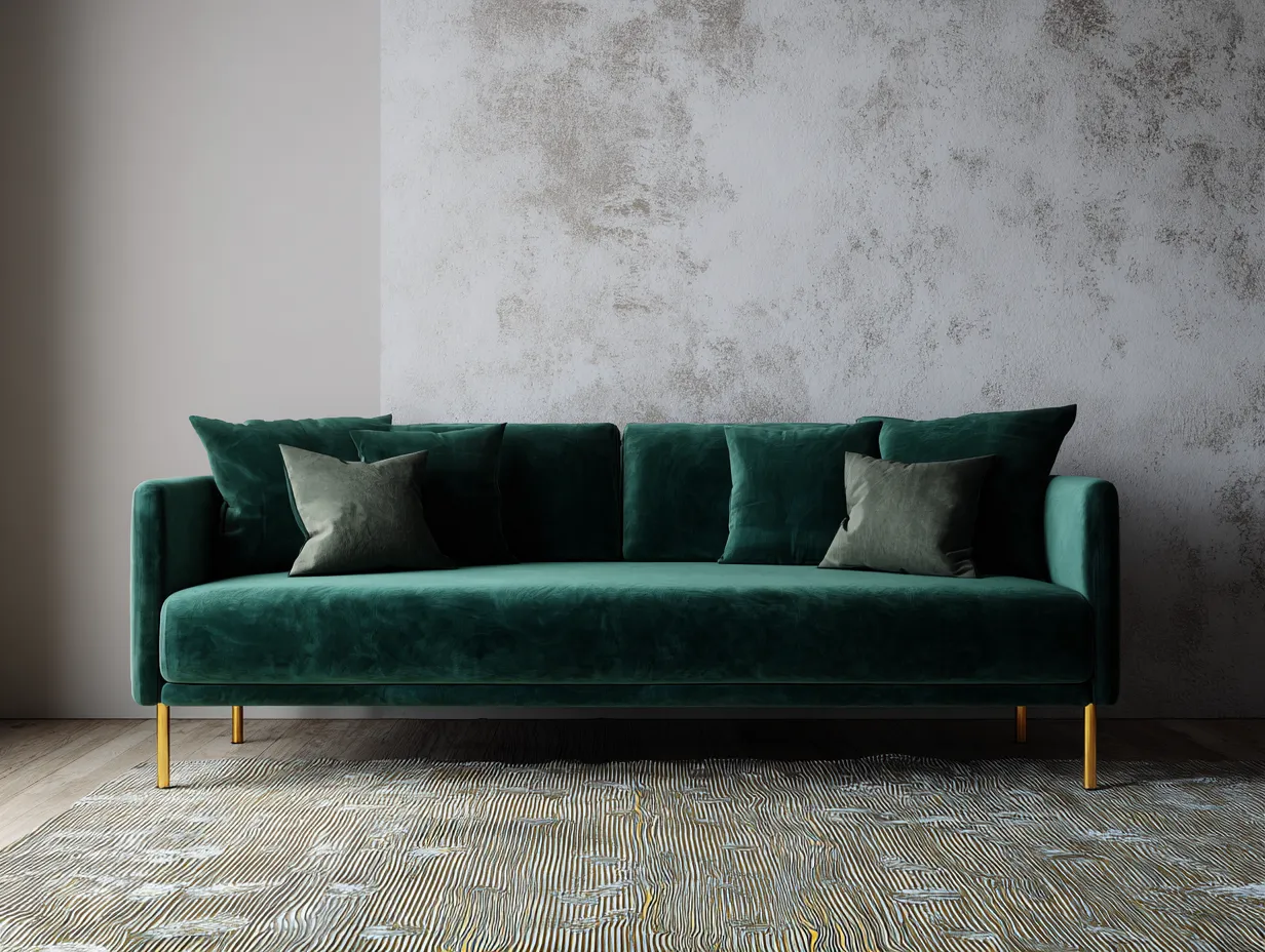 Wohnzimmer-Sofa 228×92×82 cm - Stoff - Dunkelgrün - modernes Polstersofa mit schlanker Bodenfreiheit-Savaiabode