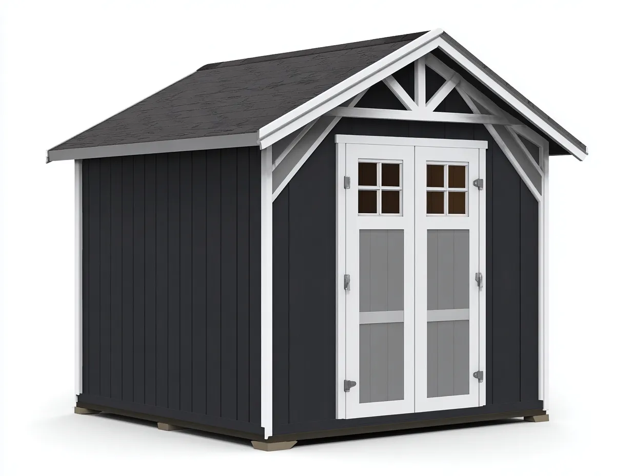 Gartenhäuschen 235×185×230 cm - Holz - schwarz/weiß - für den Außenbereich - Doppeltür mit Fensterfeldern und Satteldach-Savaiabode