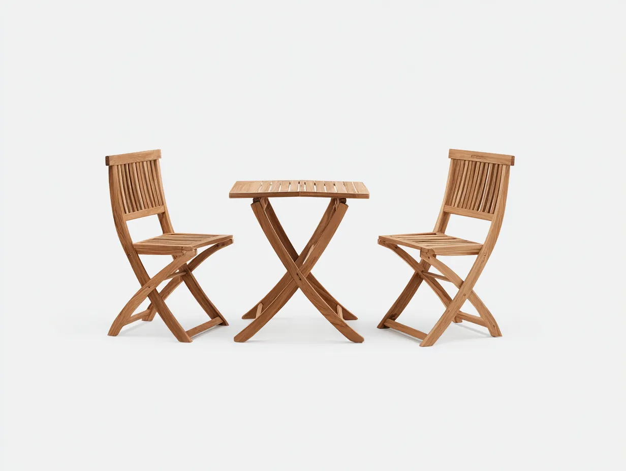 Gartentisch- und Stuhlset 165×65×86 cm - Holz - Natur - platzsparendes Klappset für Terrasse und kleinen Balkon-Savaiabode