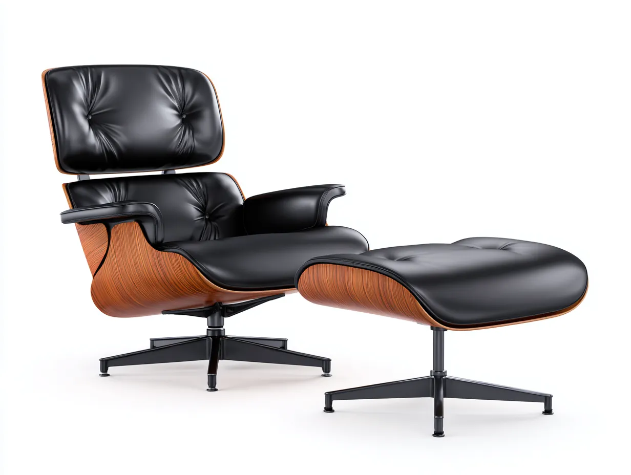 Sessel 86×84×88 cm - Kunstleder und Holz - schwarz/braun - für das Wohnzimmer - Drehsessel mit Hocker-Savaiabode