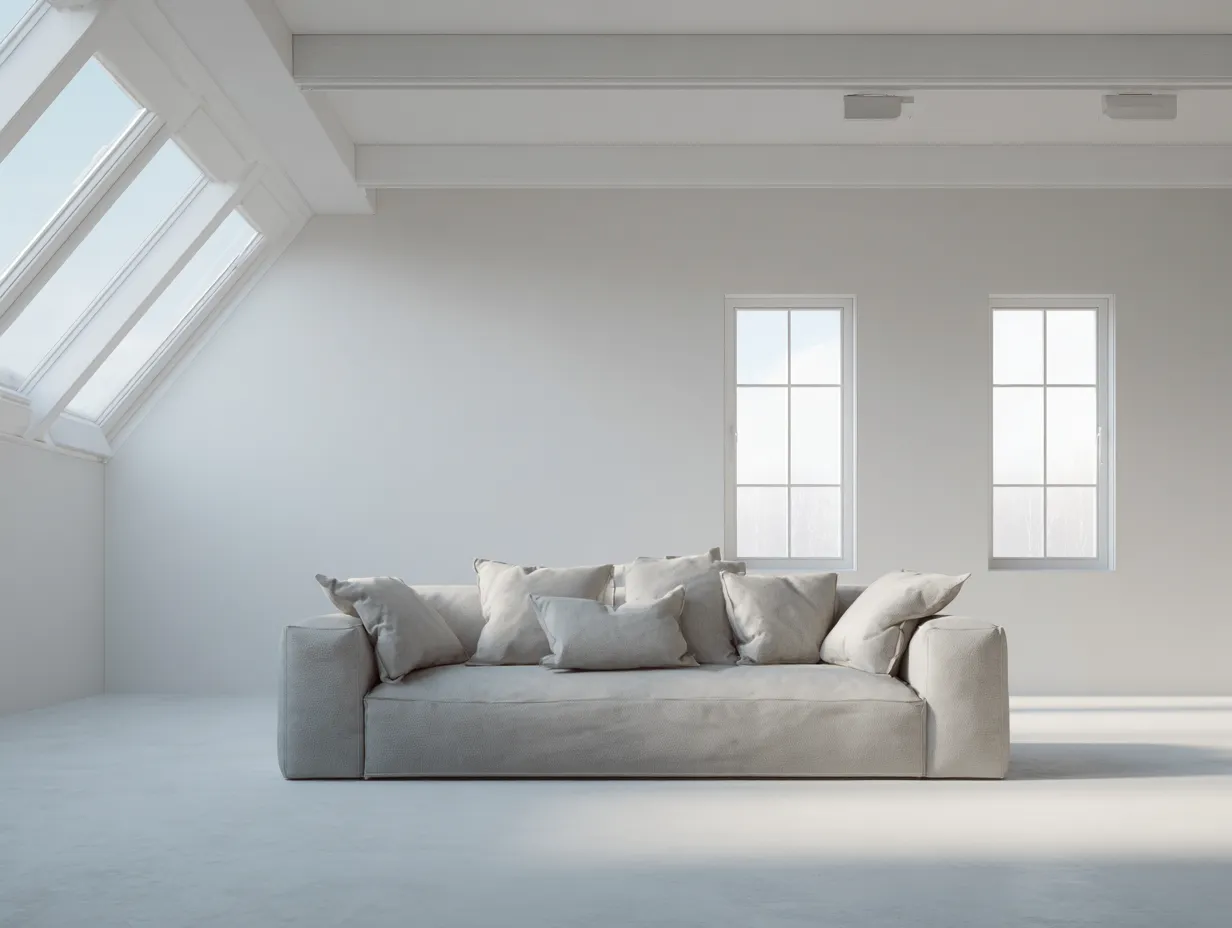 Wohnzimmer-Sofa 238×102×76 cm - Stoff - Hellbeige - bodennahes Komfortsofa mit breiter Sitzfläche-Savaiabode