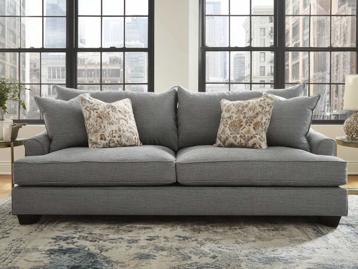 3-Sitzer Stoffsofa 235×100×90 cm - Grau - Großzügige Polsterung fürs Wohnzimmer-Savaiabode