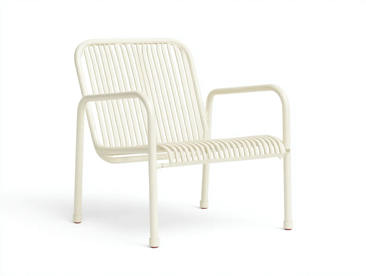 Outdoor-Freizeitstuhl 58×61×84 cm - Metall und Stoff - weiß - für Terrasse und Garten - schlanker Stuhl mit Sitzpolster und Lamellenrücken-Savaiabode