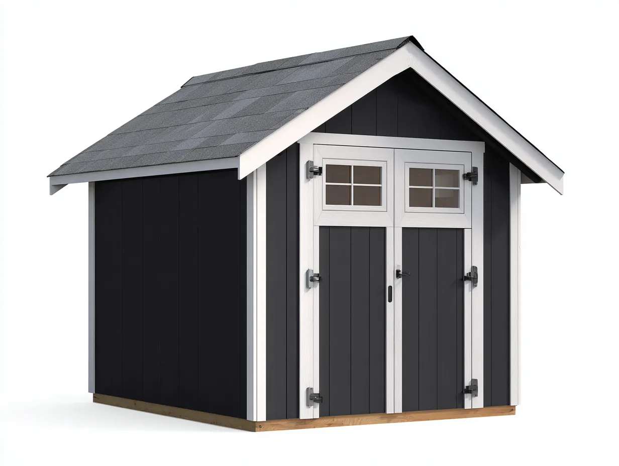 Gartenhäuschen 205×165×215 cm - Holz - schwarz/weiß - für den Außenbereich - kompakte Doppeltür mit Satteldach-Savaiabode