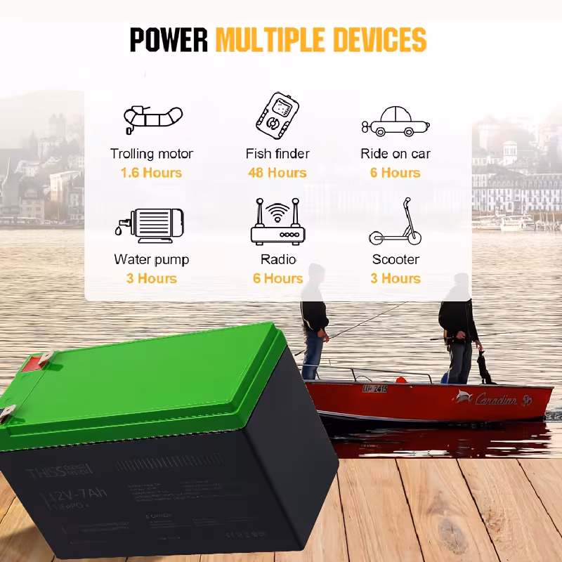 1pc 12v 7 0ah lifepo4 lithium battery   with bms over 3000 deep cycles suitable for rvs   off grid storage and more     and black rechargeable   ideal for   motors marine use Product details 3