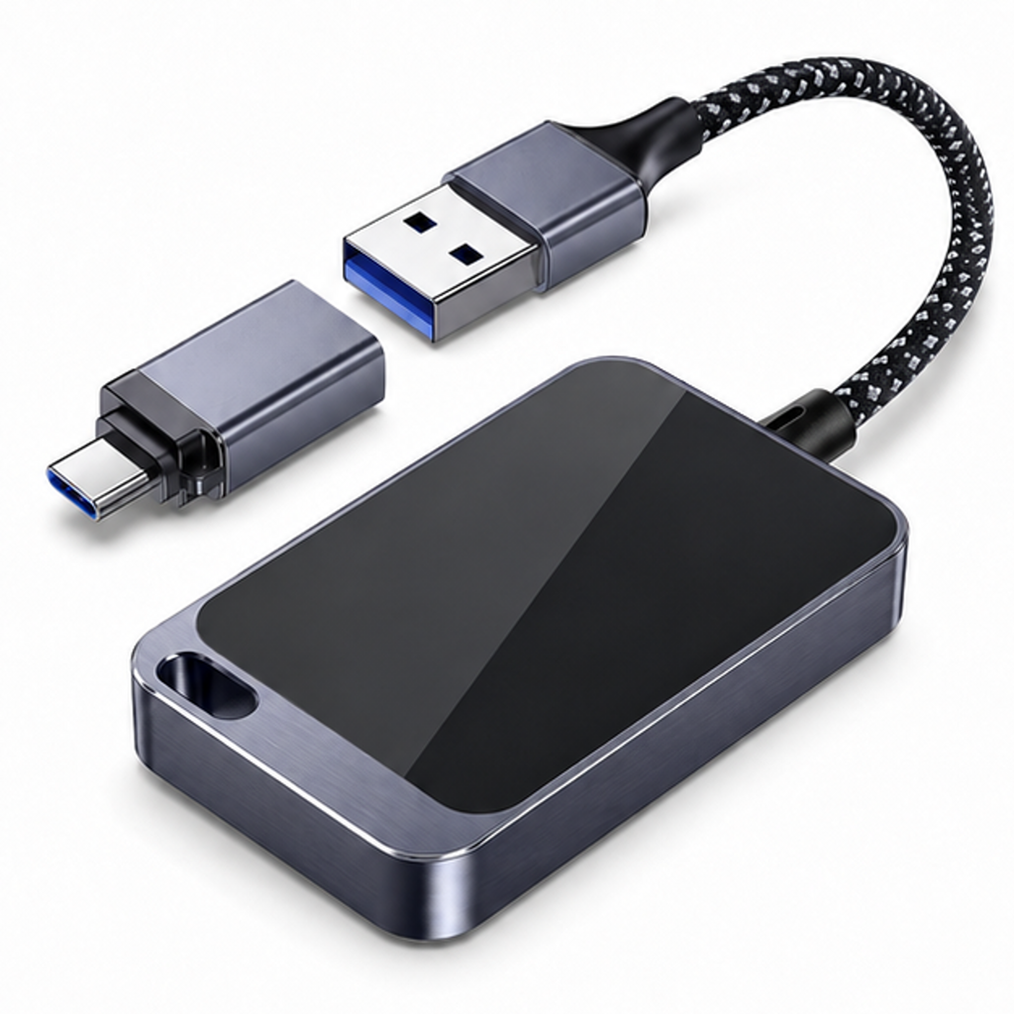 Wireless CarPlay Adapter for Apple iPhone - Multi-User Seamless Connection for Convert Wired to Wireless Car Play Adapter - No Latency from iOS 10+ to Screen w/USB C (Gray) - front-left angle