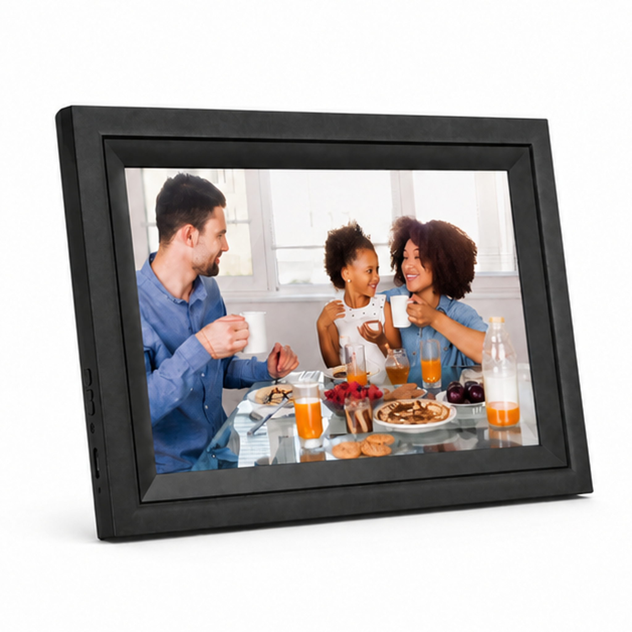 Digital Picture Frame 10.1 Inch WiFi Digital Photo Frame Electronic, IPS Touch Screen, 16GB, Tabletop&Wall-Mounted, Share Photos and Video with Uhale App, Birthday Gifts for Mom Women - front-left angle