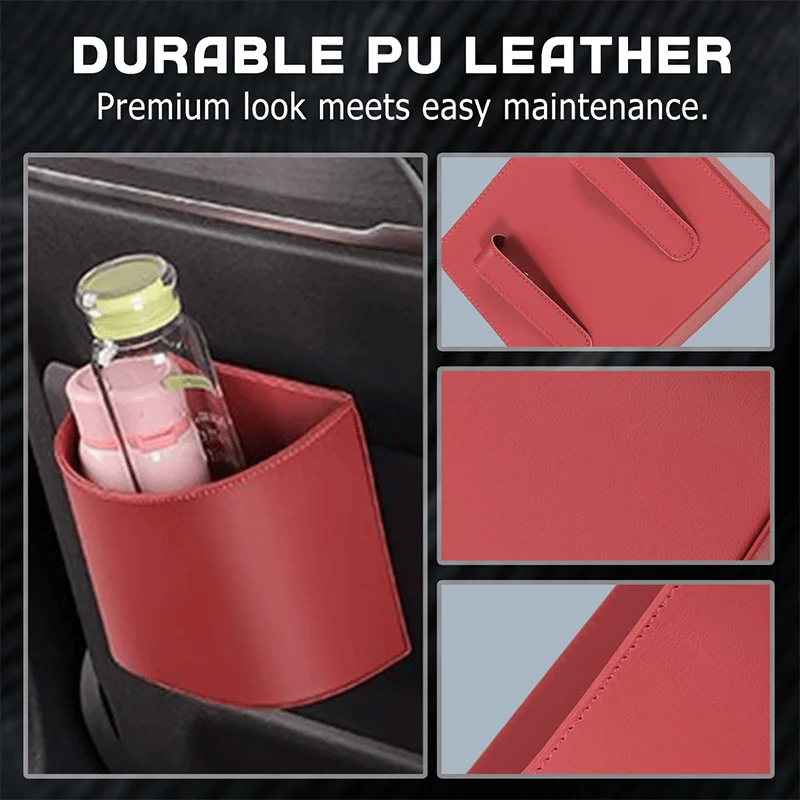 PU leather car door cup holder