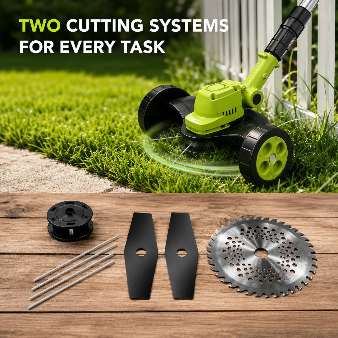 Nylon line and metal blade cutting options