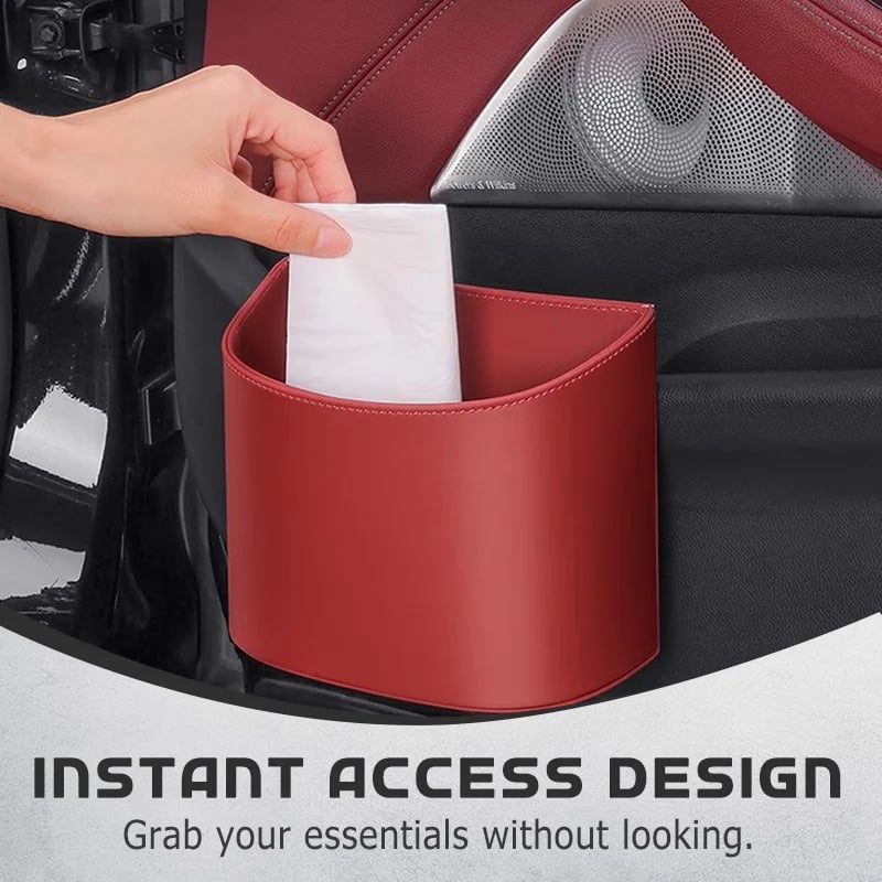 Leather car door cup holder