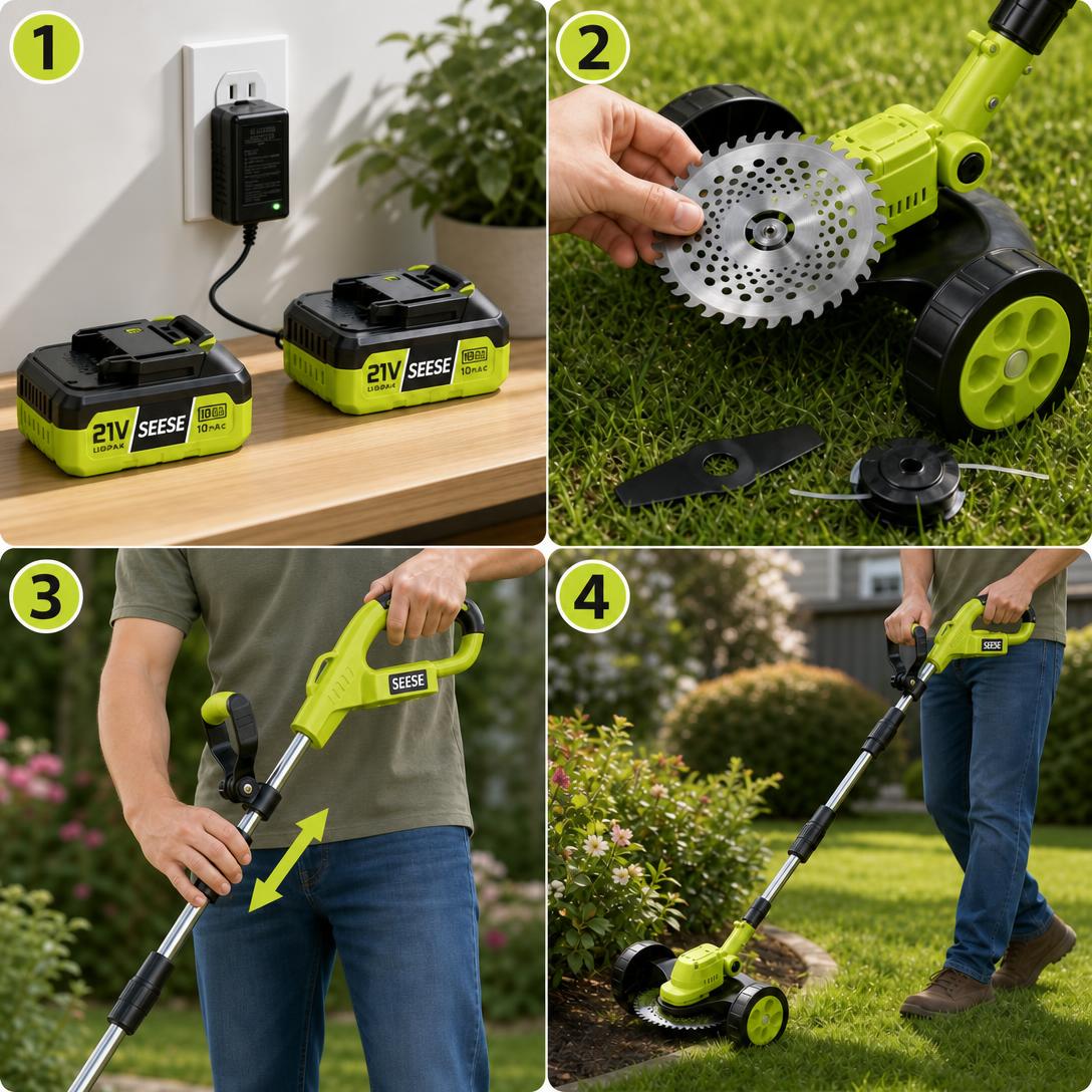 Easy setup steps for cordless trimmer