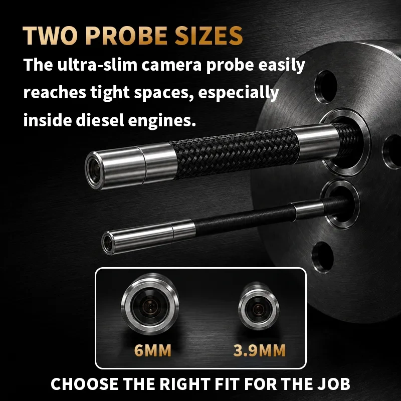 Mekrivo C50 industrial inspection camera with 6 mm and 3.9 mm probe options