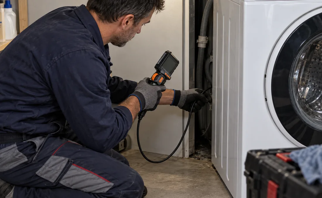 Mekrivo C50 inspection camera checking behind panels and tight spaces