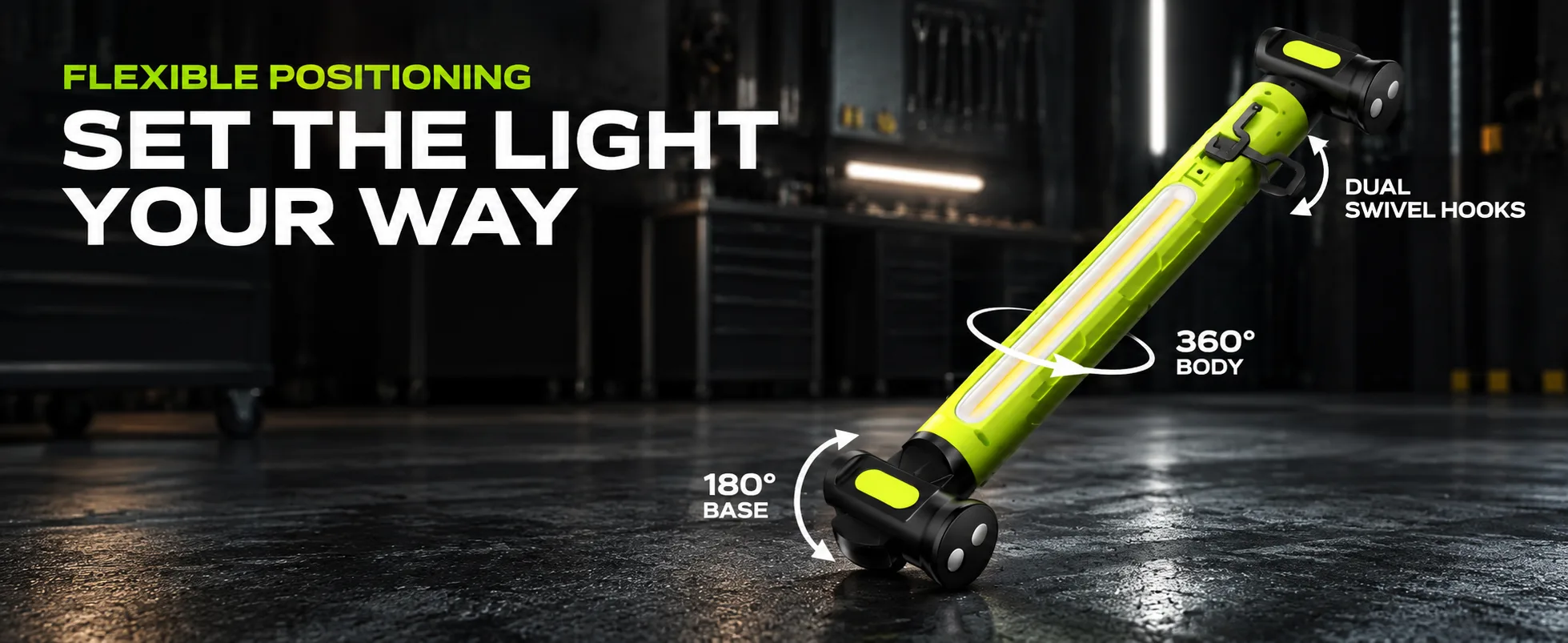ML6 work light with dual swivel hooks and adjustable body