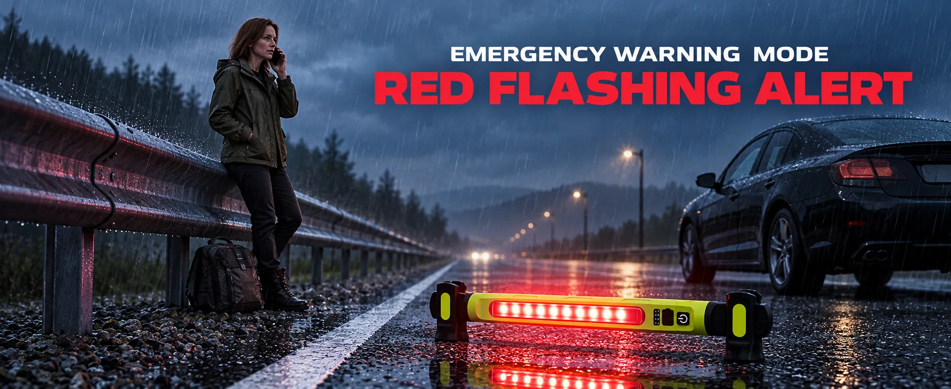 Red flashing emergency warning mode
