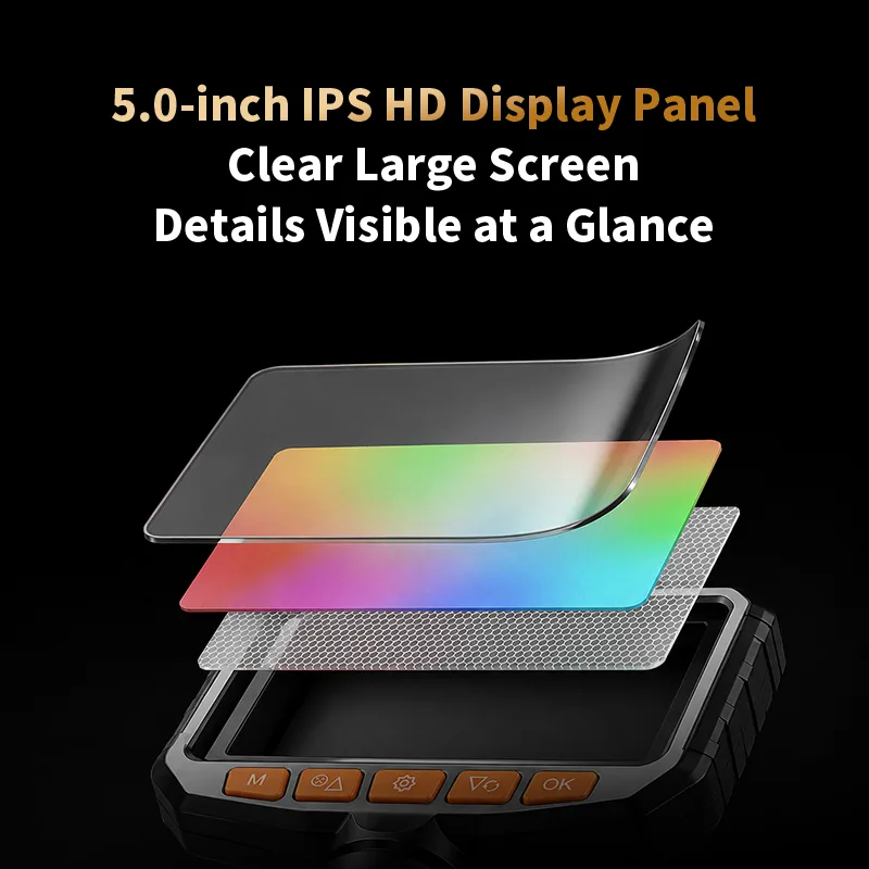 Exploded-layer graphic of the Mekrivo C50 5-inch IPS HD display panel