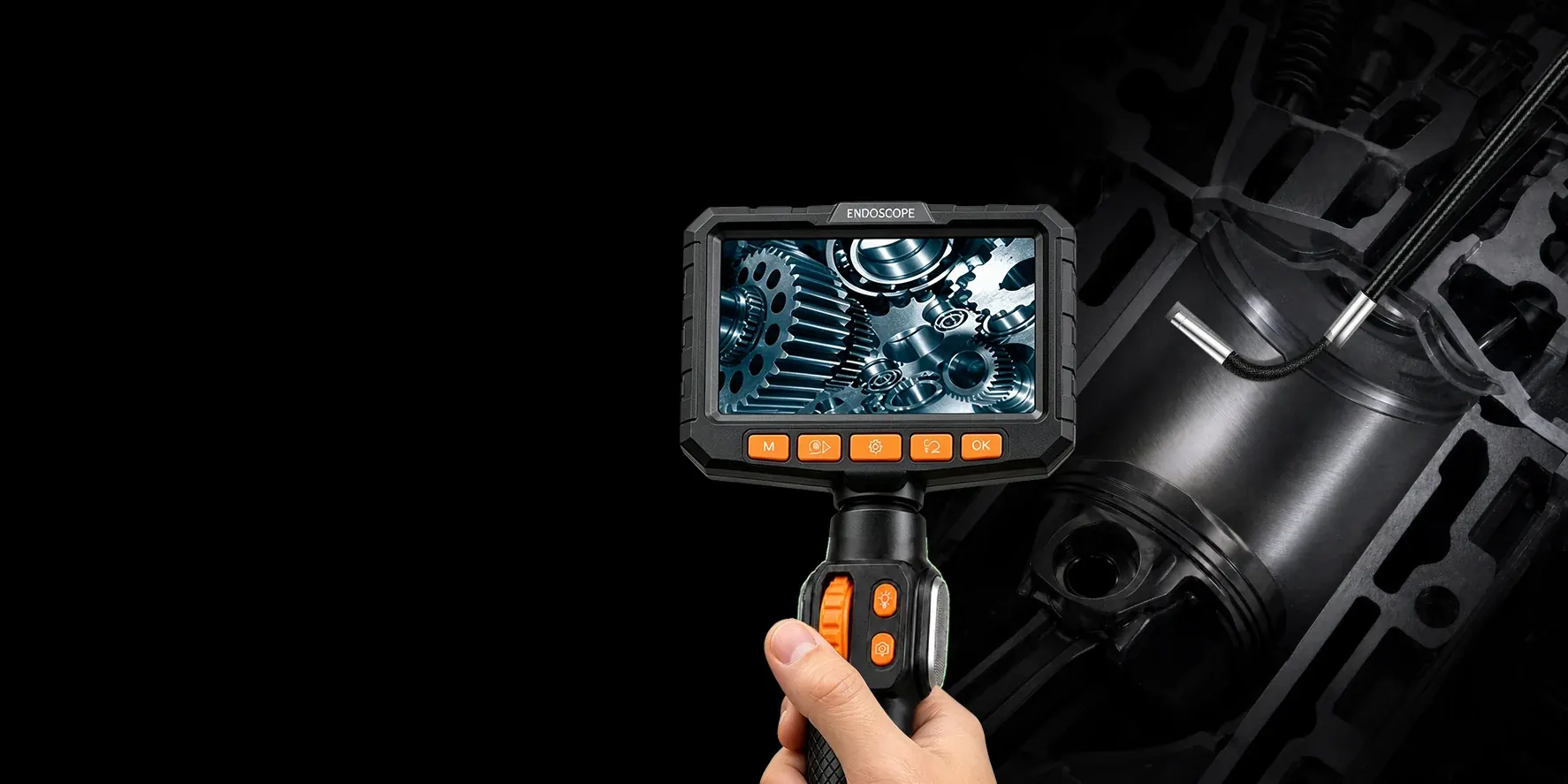 METRAVOR M90 industrial endoscope showing natural articulated probe movement during an engine inspection