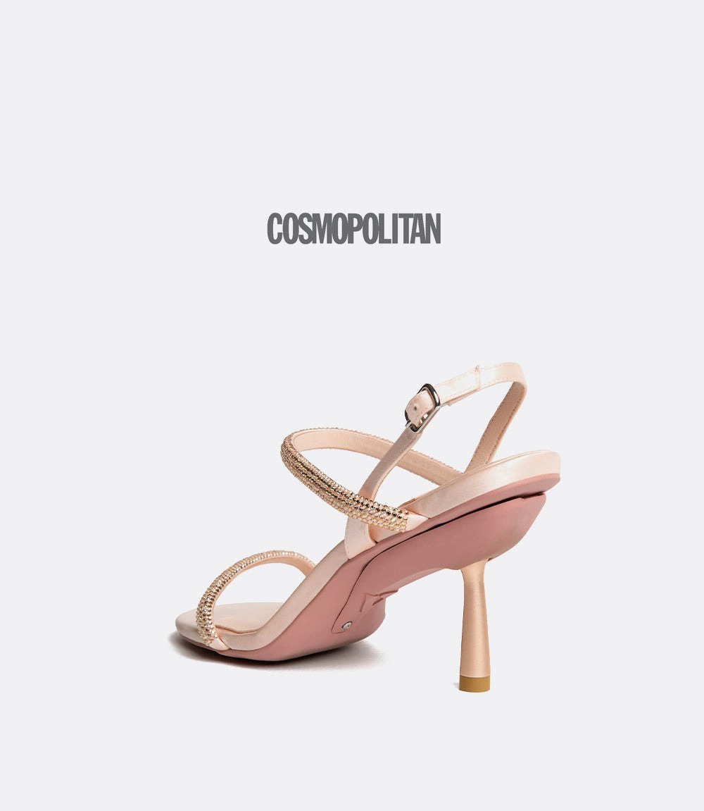 Rose Gold Crystal Sandals that Fold to Flats 