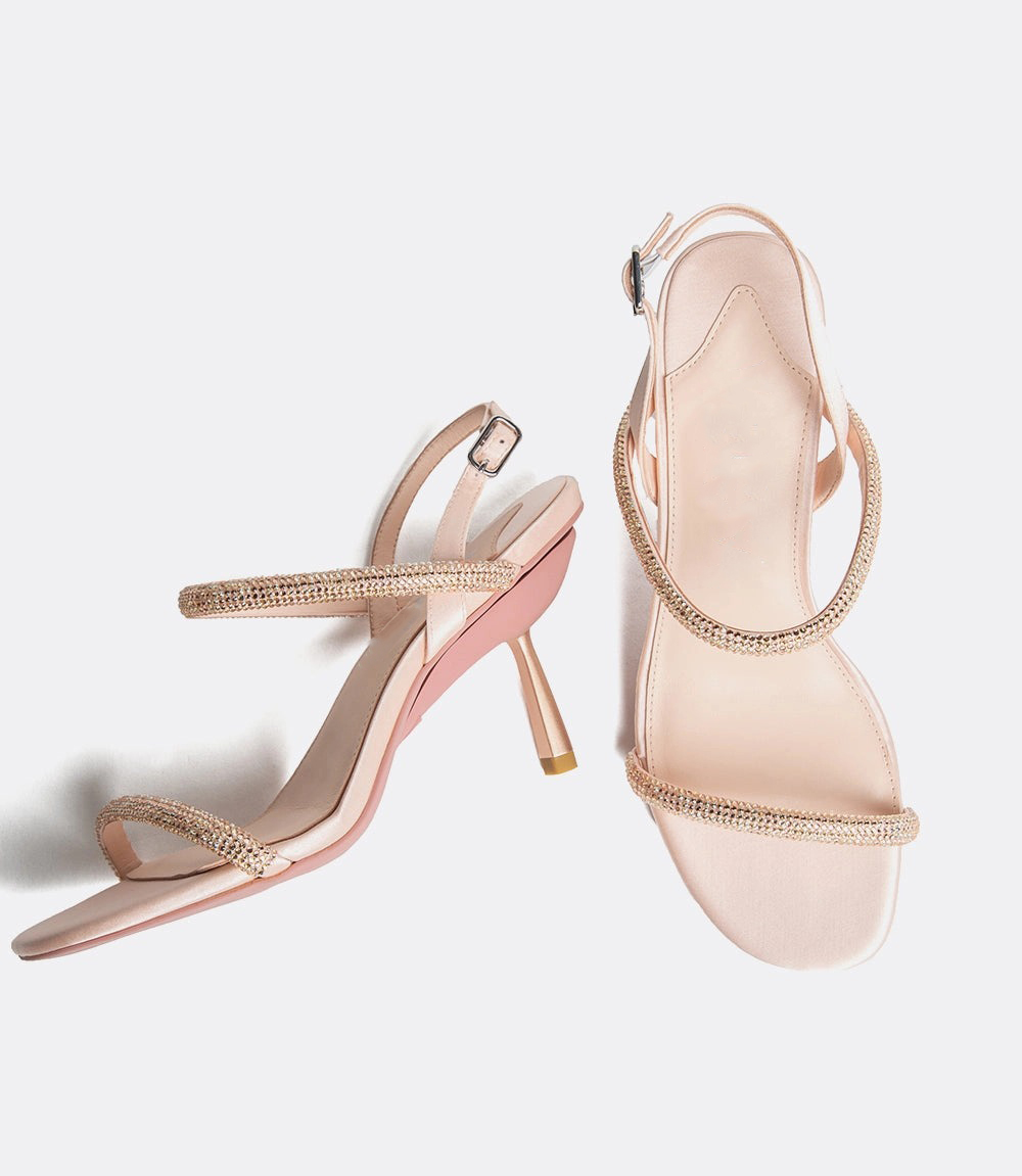 Rose Gold Crystal Sandals that Fold to Flats 