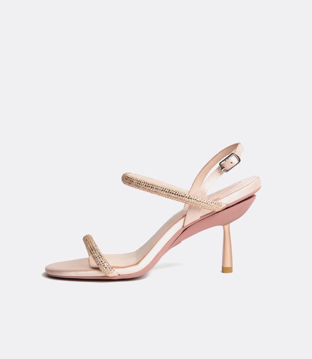 Rose Gold Crystal Sandals that Fold to Flats 