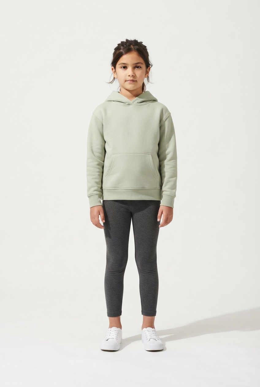 Girls fleece hoodie in light green