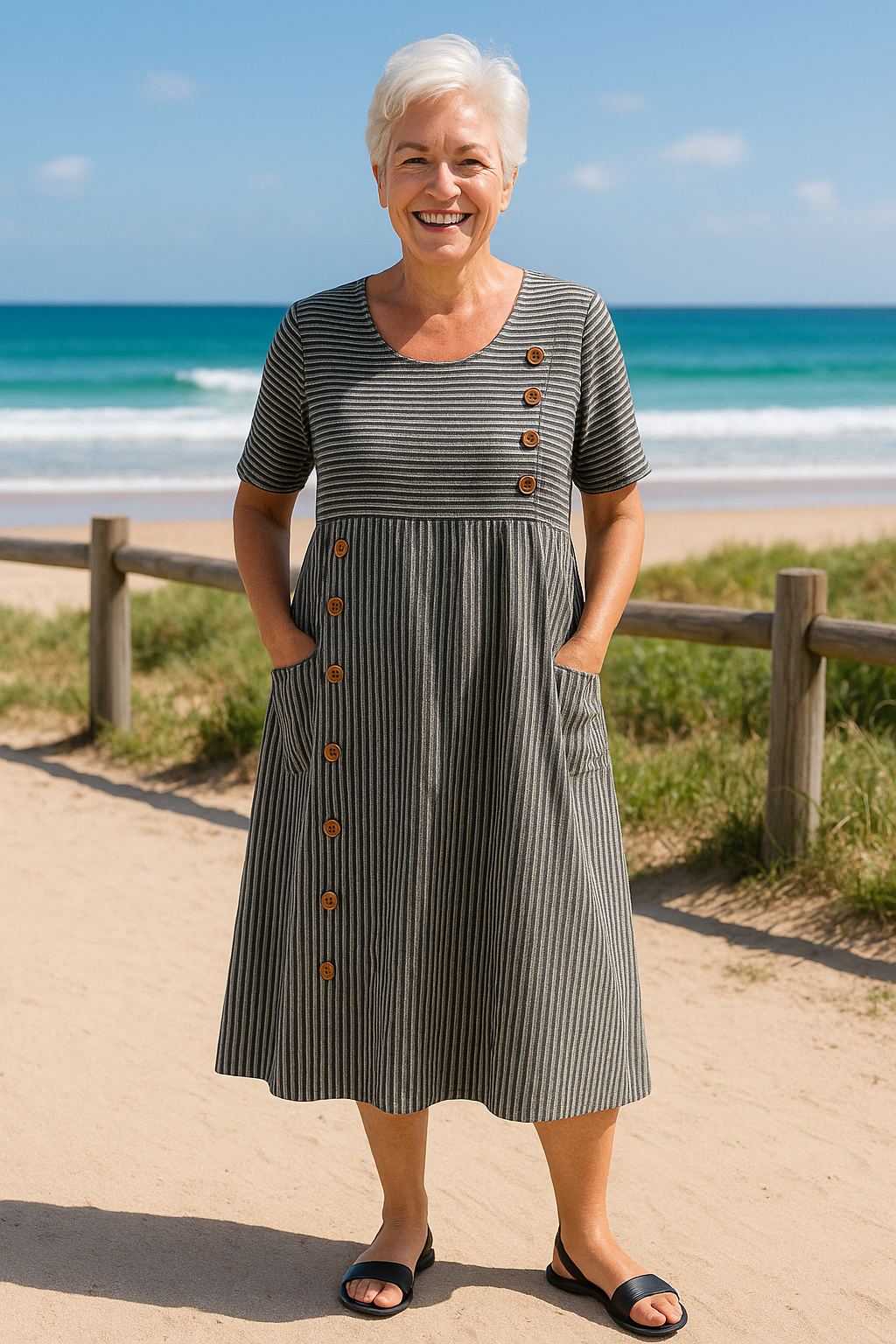 Nerissa | Striped Midi Dress
