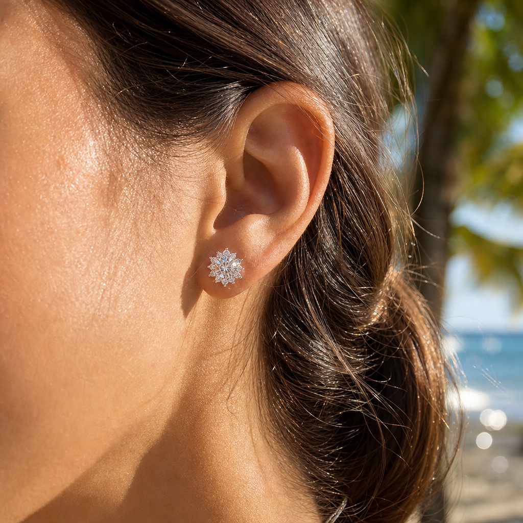 Radiant Snowflake Moissanite Earrings - 2.48ct Sparkling Elegance in Silver Plated 18K White Gold