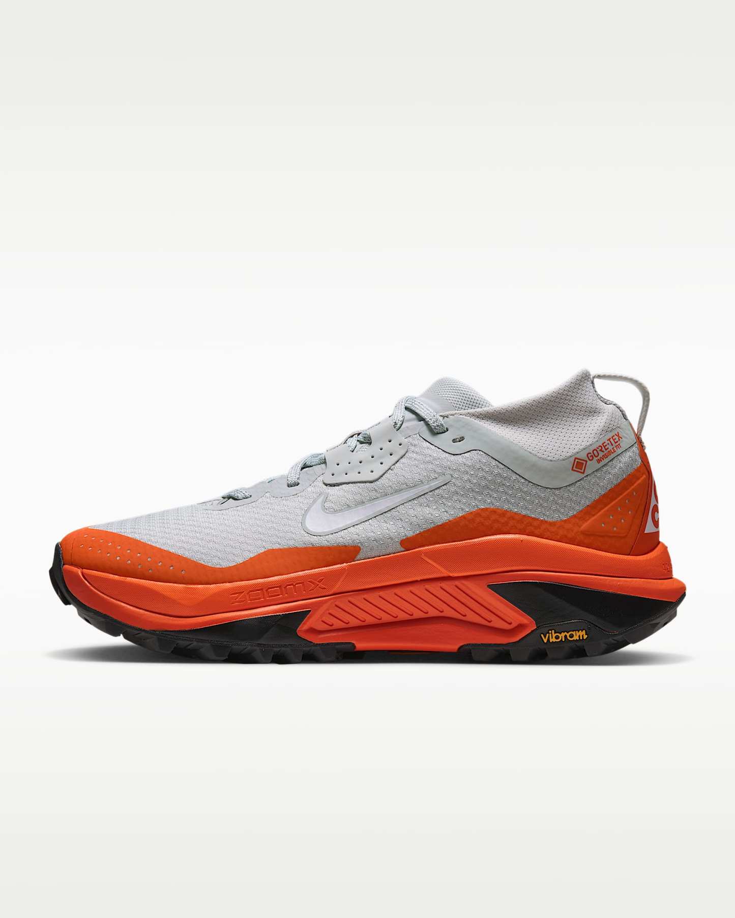 나이키 ACG 제가마 트레일 GORE-TEX 남성 워터프루프 트레일 러닝화 - 라이트 실버/세이프티 오렌지/블랙/서밋 화이트
