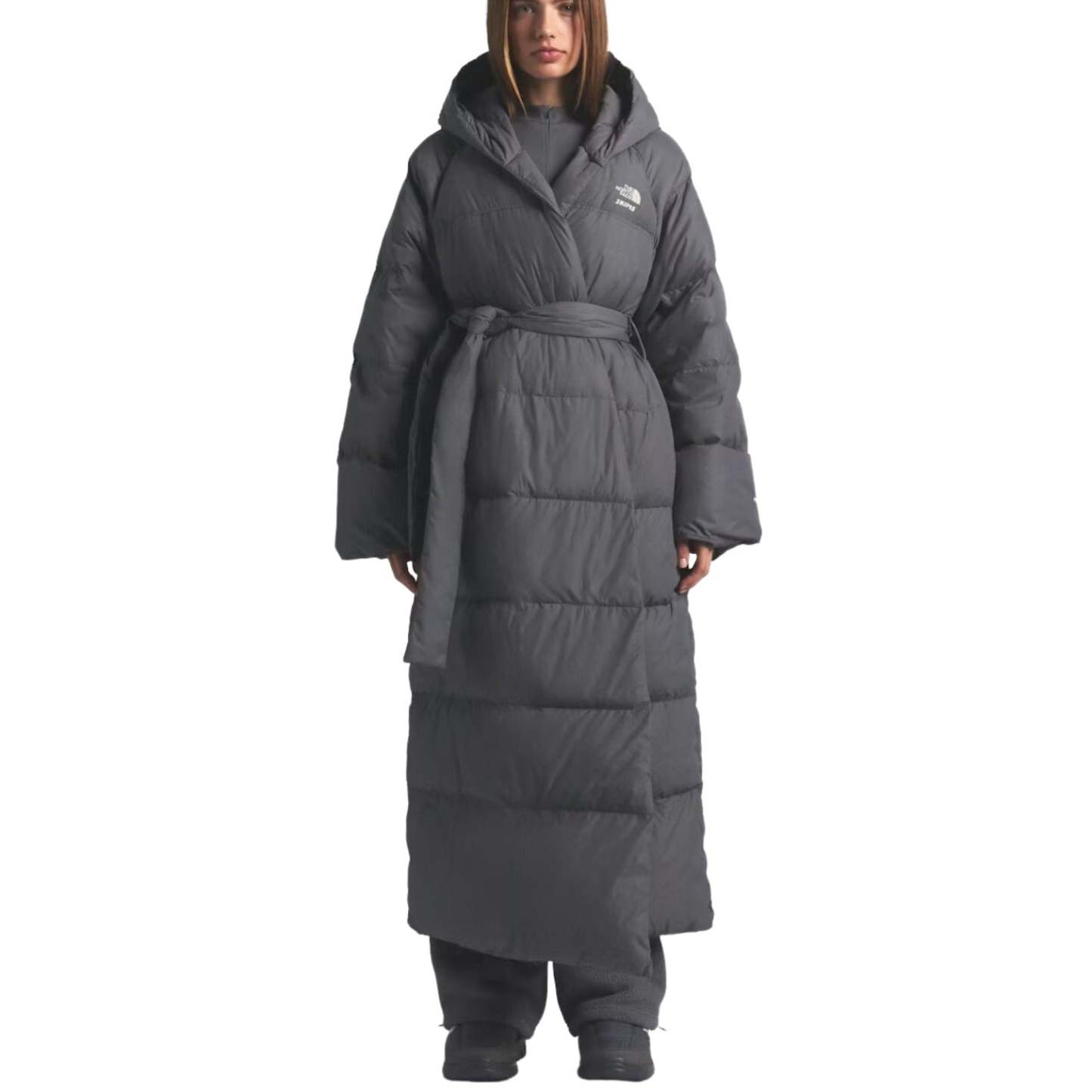 (WMNS) The North Face x SKIMS FW25 Nuptse Wrap Parka 'Gunmetal' NF0A8JJB-T8L - A8JJB-GUN-BD-SKIMS-TNF_2829-FR_converted
