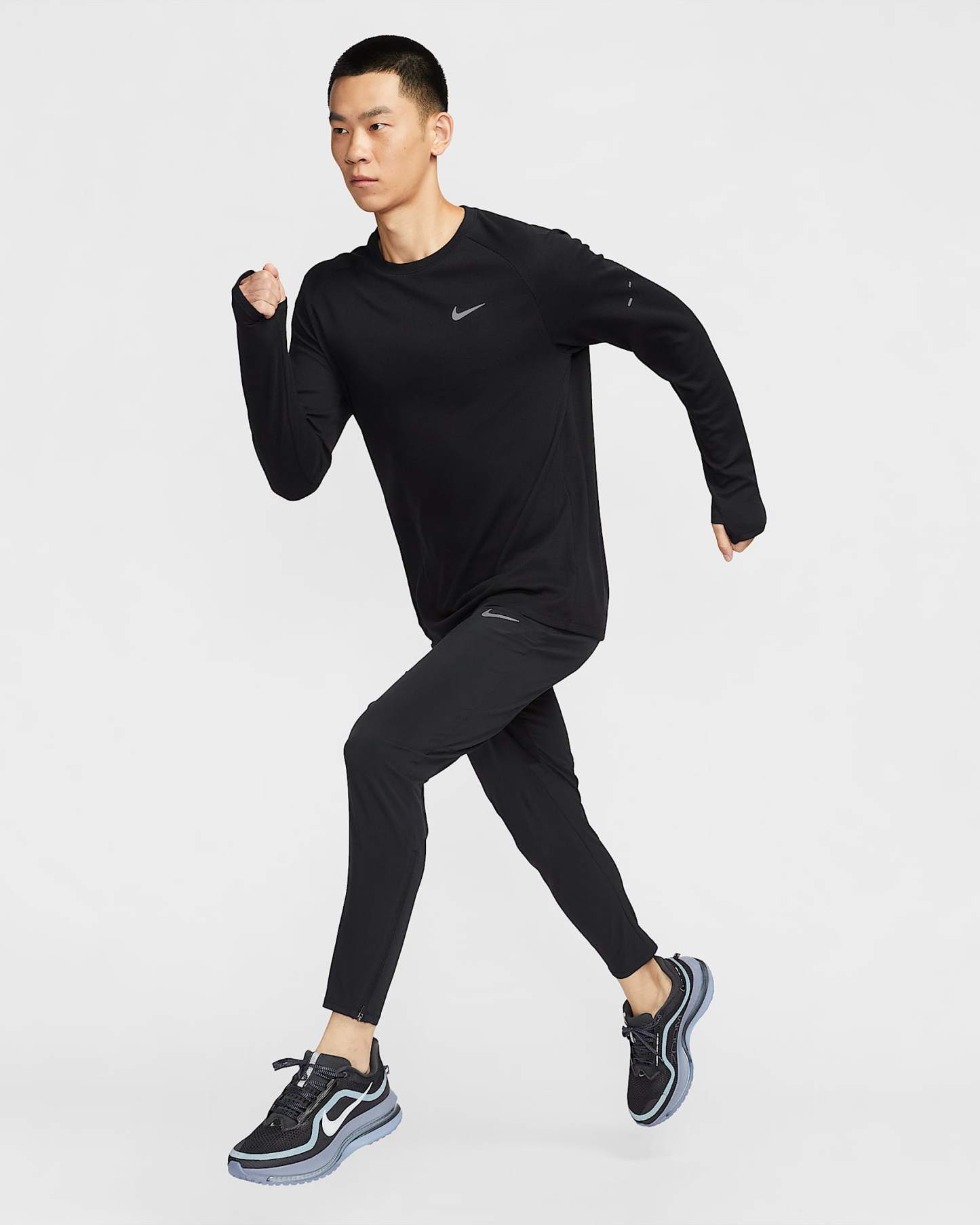 나이키 스트라이드 남성 드라이 핏 러닝 와플 크루 - 블랙