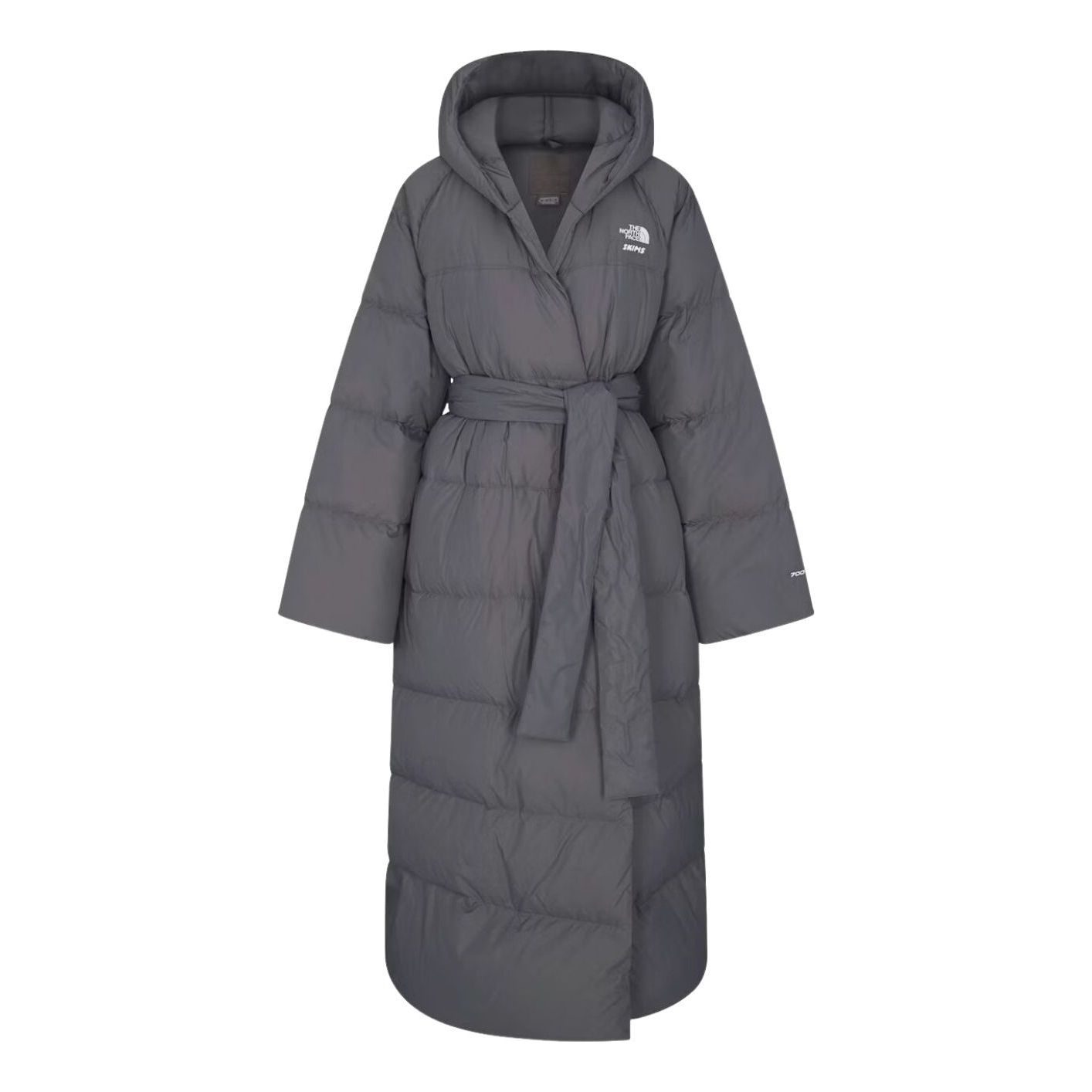 (WMNS) The North Face x SKIMS FW25 Nuptse Wrap Parka 'Gunmetal' NF0A8JJB-T8L - SKIMS-LOUNGEWEAR-A8JJB-GUN-1_converted