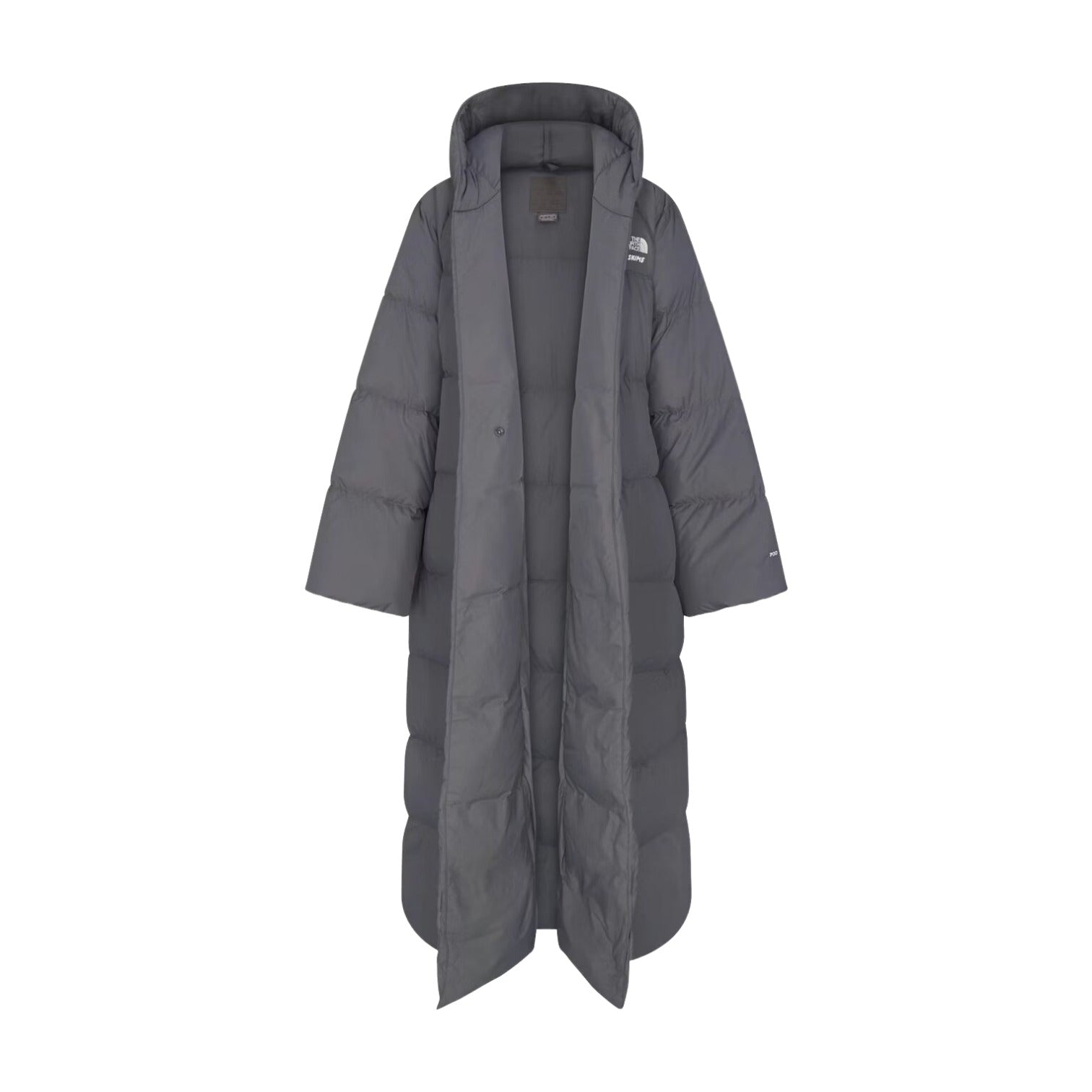 (WMNS) The North Face x SKIMS FW25 Nuptse Wrap Parka 'Gunmetal' NF0A8JJB-T8L - SKIMS-LOUNGEWEAR-A8JJB-GUN-2_converted