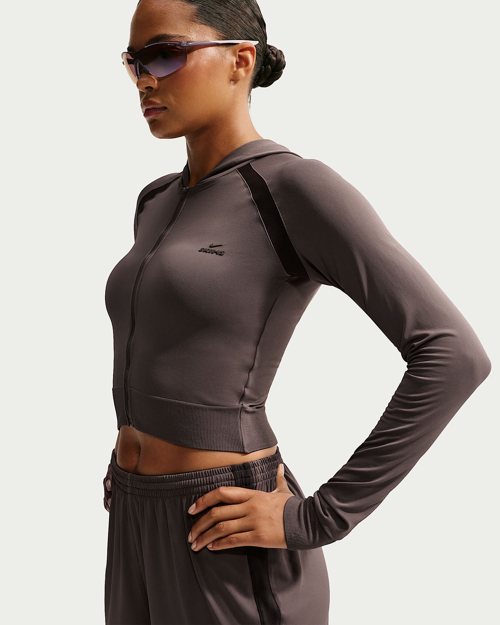 NikeSKIMS Stretch Knit Tam Fermuarlı Baby Kapüşonlu Kadın Üst - NSKM Resin/NSKM Phoenix/NSKM Resin