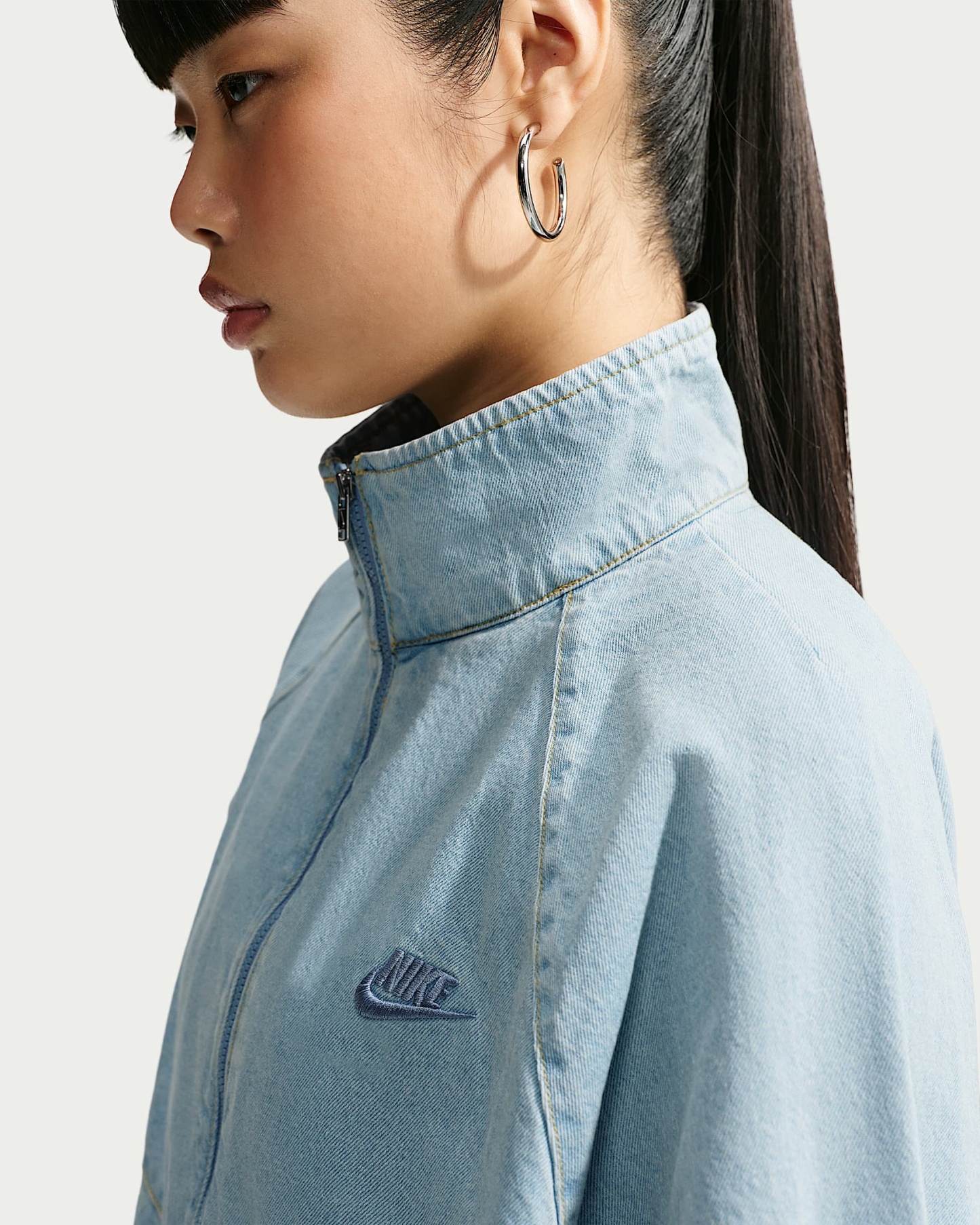 Nike Windrunner Bol Kesimli Kadın Kot Ceketi - Light Armory Blue/Work Blue