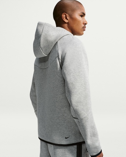 Nike Tech Fleece Windrunner Tam Boy Fermuarlı Erkek Ceketi - Dark Grey Heather/Siyah