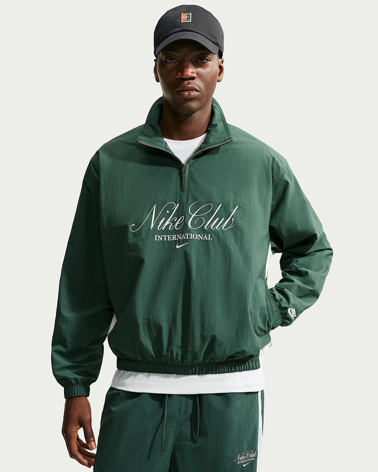 Nike Club Yarım Fermuarlı Erkek Ceketi - Fir/Phantom/Phantom