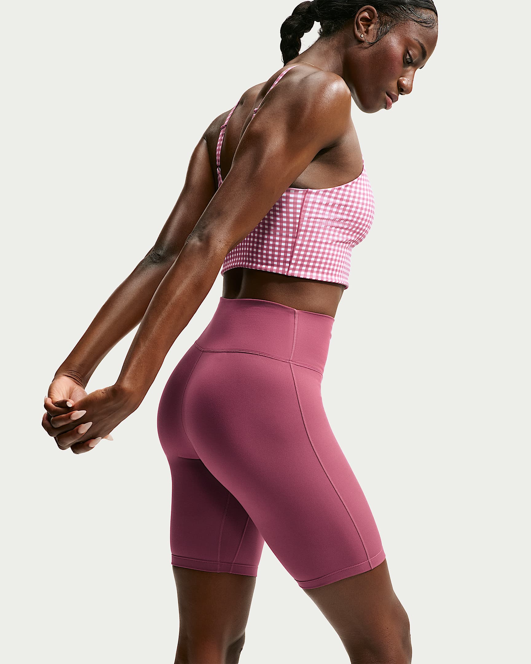 Nike One Yüksek Belli 20 cm Kadın Bisiklet Şortu - Pink Smoke/Beyaz
