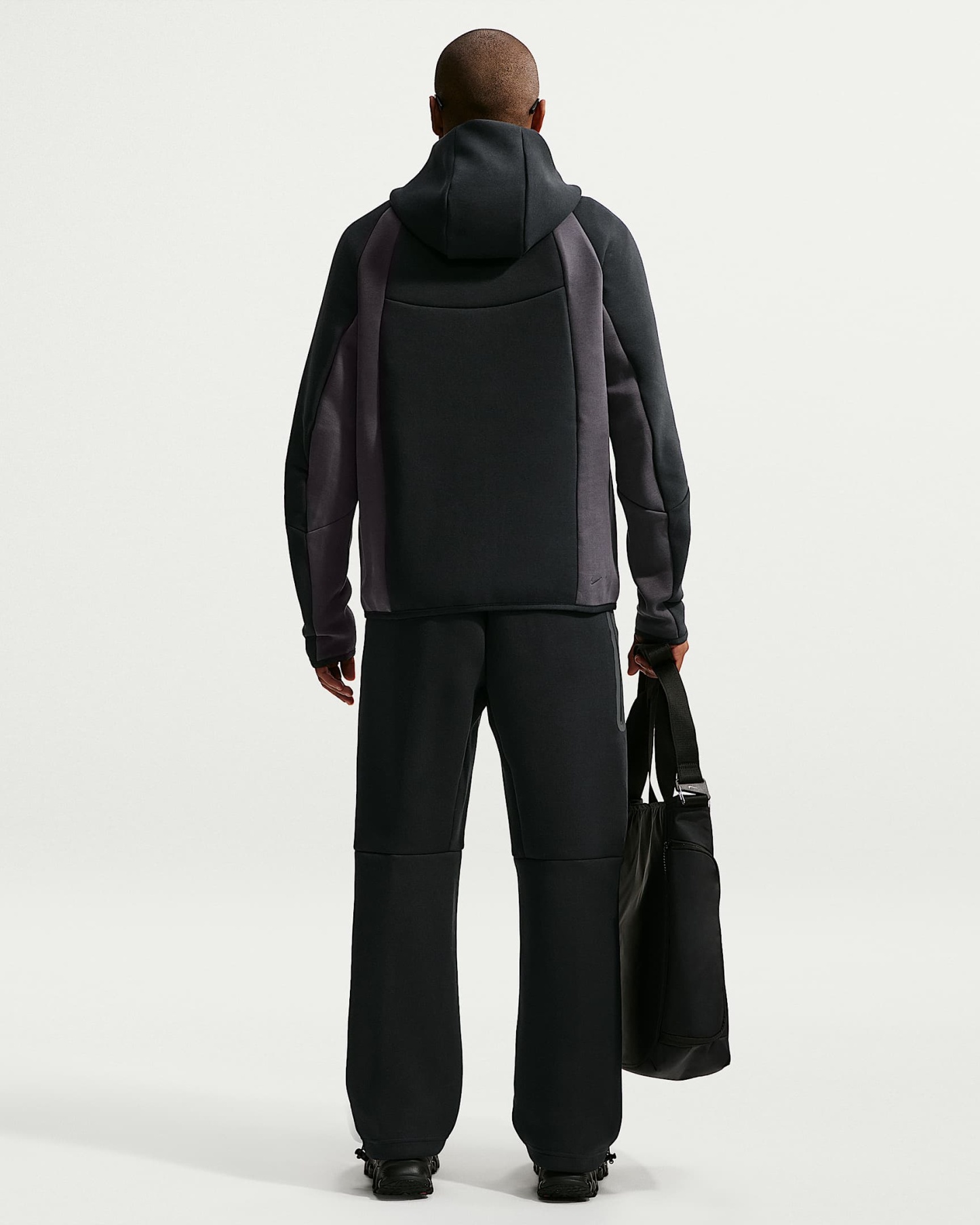 Nike Tech Renk Bloklu Tam Boy Fermuarlı Fleece Windrunner Erkek Ceketi - Siyah/Anthracite/Siyah